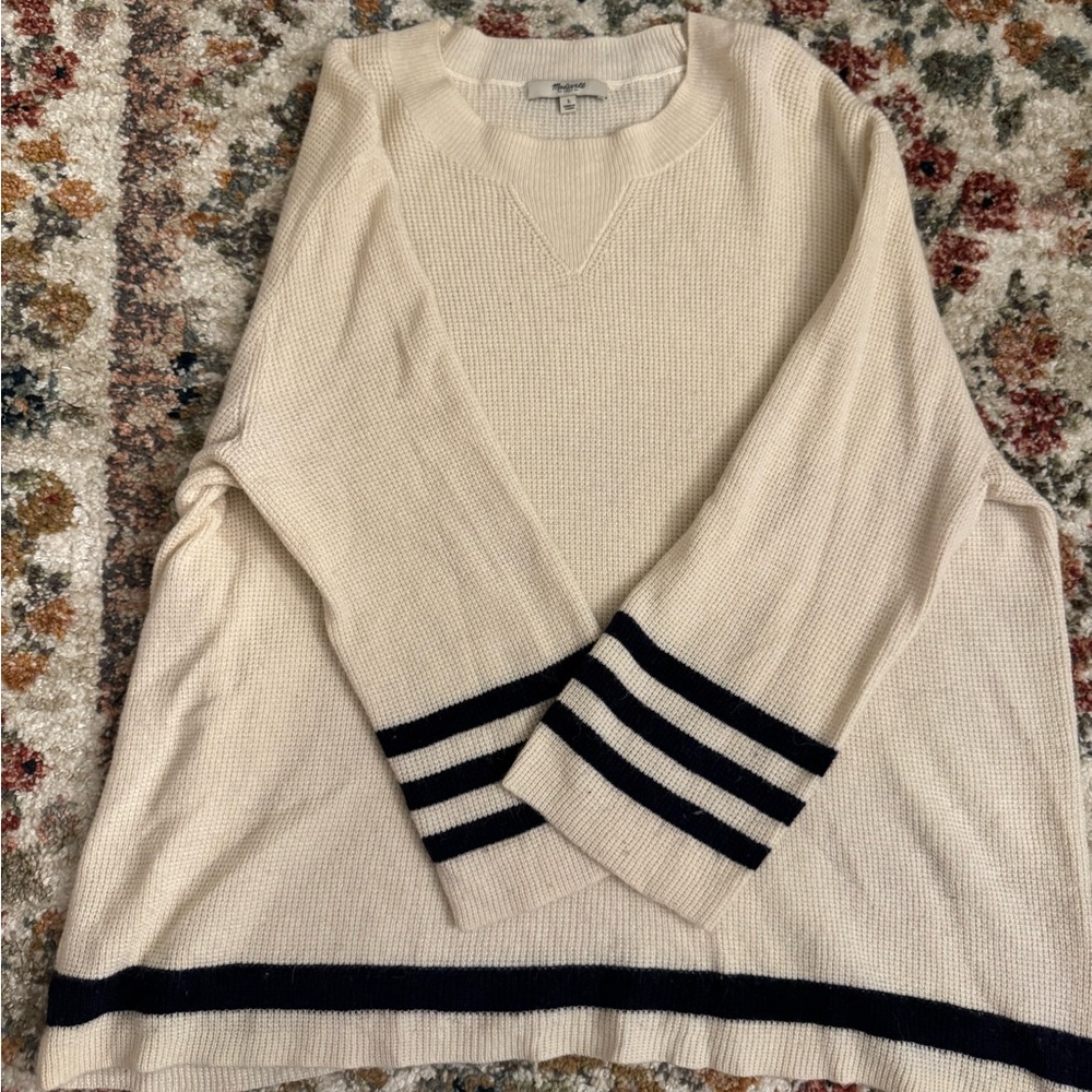 Madewell Cream Waffle-Knit Crew Sweater